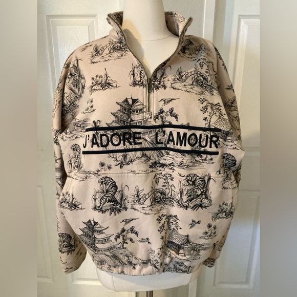 EllandEm J'ADORE L'amour Pattern Half Zip Size M/L - Picture 5 of 11